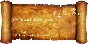 Árvai Károly névjegykártya