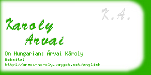 karoly arvai business card