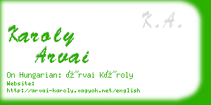 karoly arvai business card
